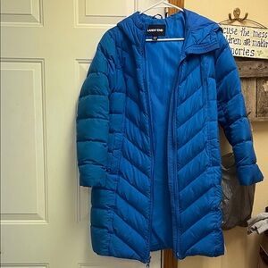 Lands' End Vibrant Blue Down Quilted Jacket XSP _ FREE LAND"S END COAT  ADDED